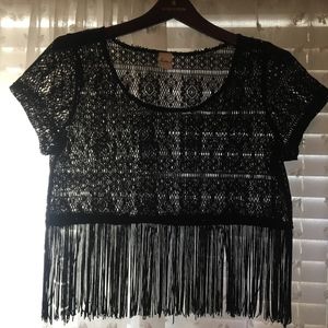 Lace Fringe Top Swim Cover Up